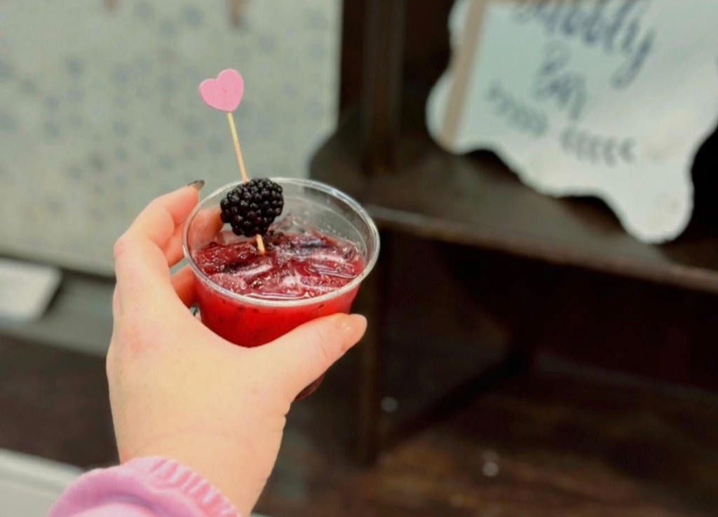 Blackberry cocktail with heart garnish